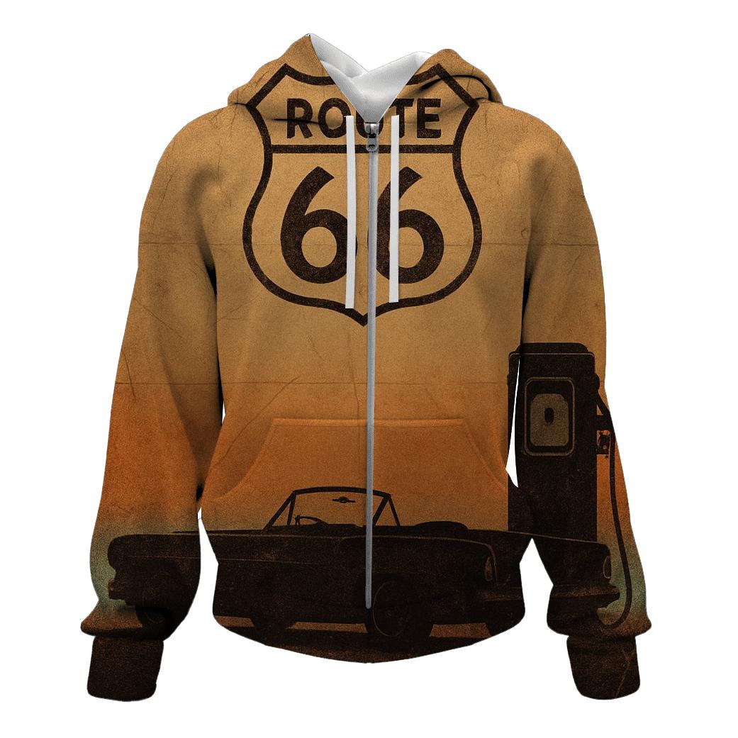 Route 66 Sunset Travel Poster heavyweight hoodies