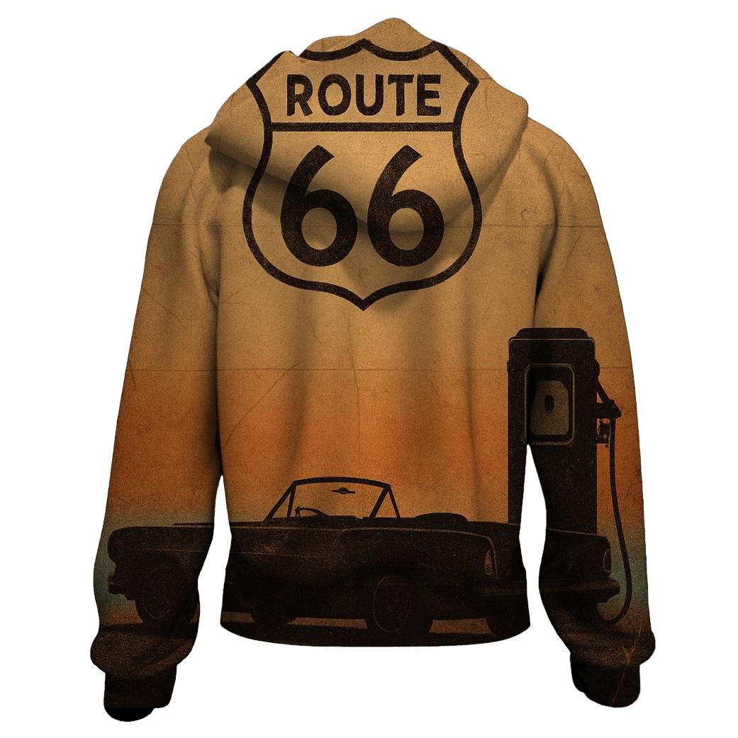 Route 66 Sunset Travel Poster heavyweight hoodies