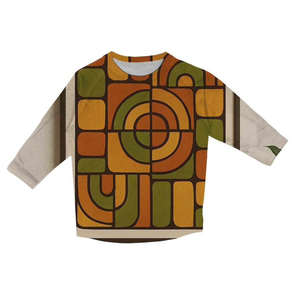 Sunset Groove Mosaic trendy 3/4 sleeve tops