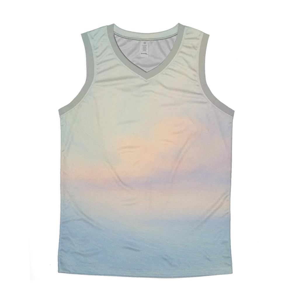 Pastel Cloud Drift graphic print tank tops