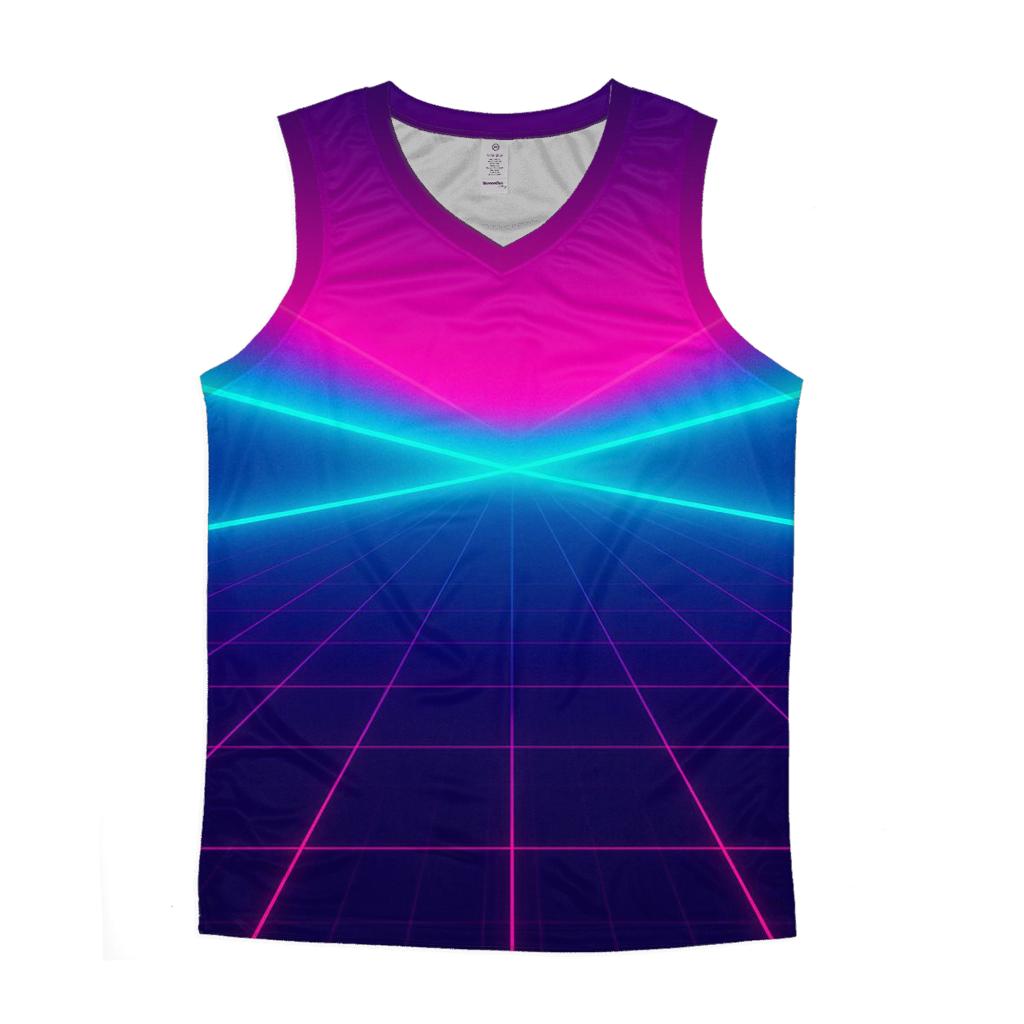 Neon Grid Horizon designer workout tanks