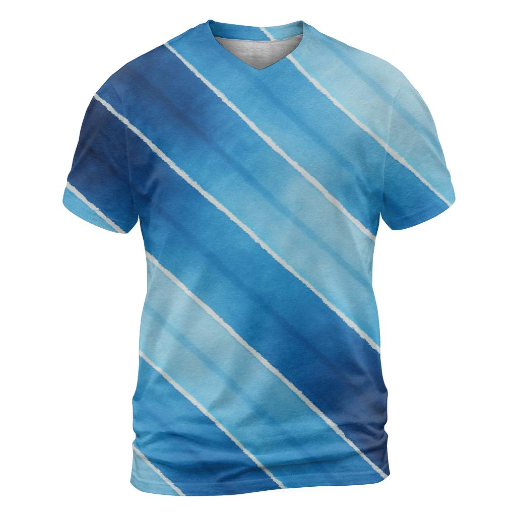 Indigo Arashi Diagonals artistic all-over print tops