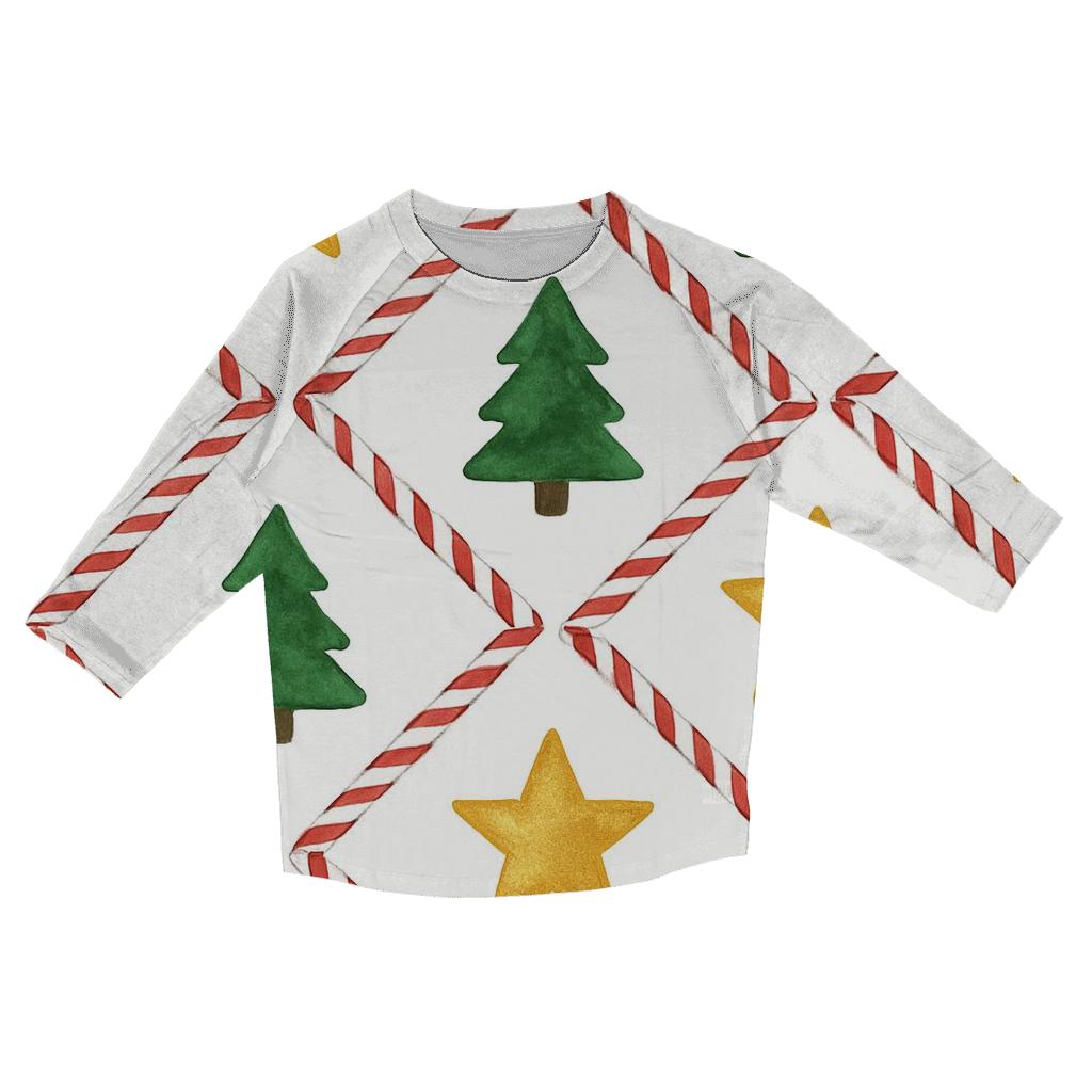Golden Star Lattice On Snow White Background printed three quarter sleeve shirts