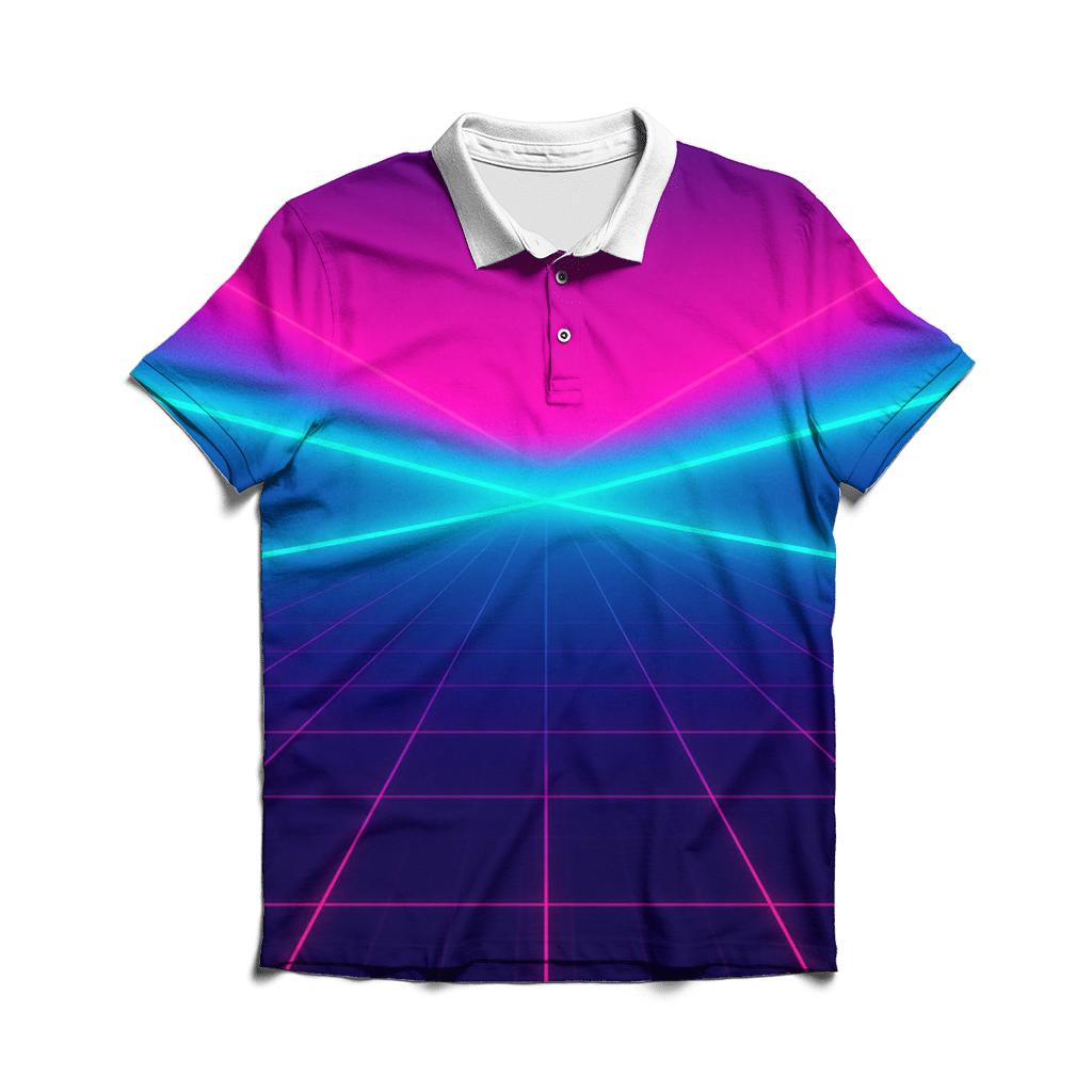 Neon Grid Horizon casual sports polo shirts