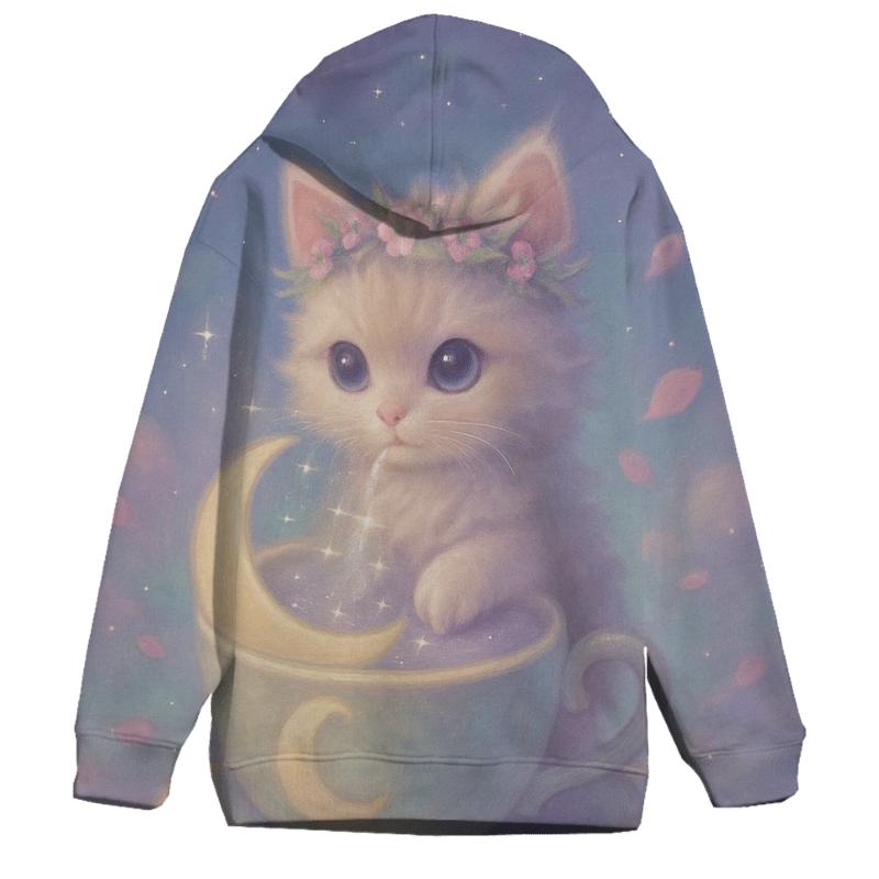 Lunar Tea Party Kitten graphic hoodies