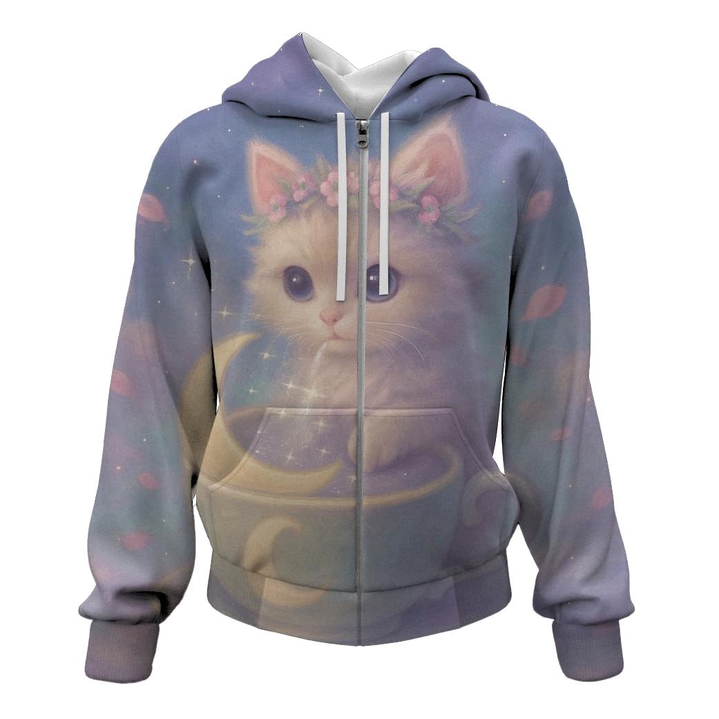 Lunar Tea Party Kitten printed hoodies