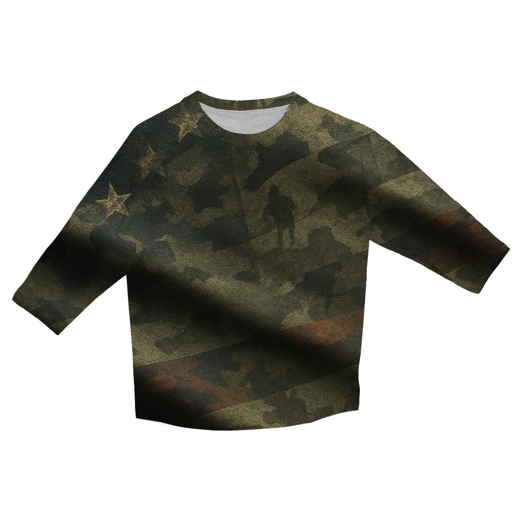 Camouflage Constellation Flag trendy 3/4 sleeve tops