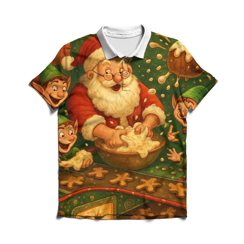 Santas Cookie Factory Chaos premium cotton polo shirts