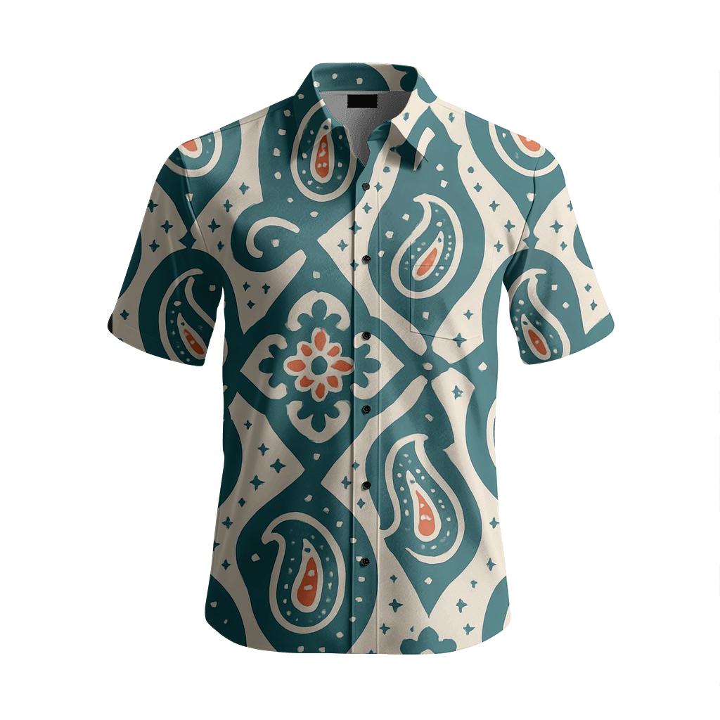 Celestial Paisley Trellis premium embroidered apparel