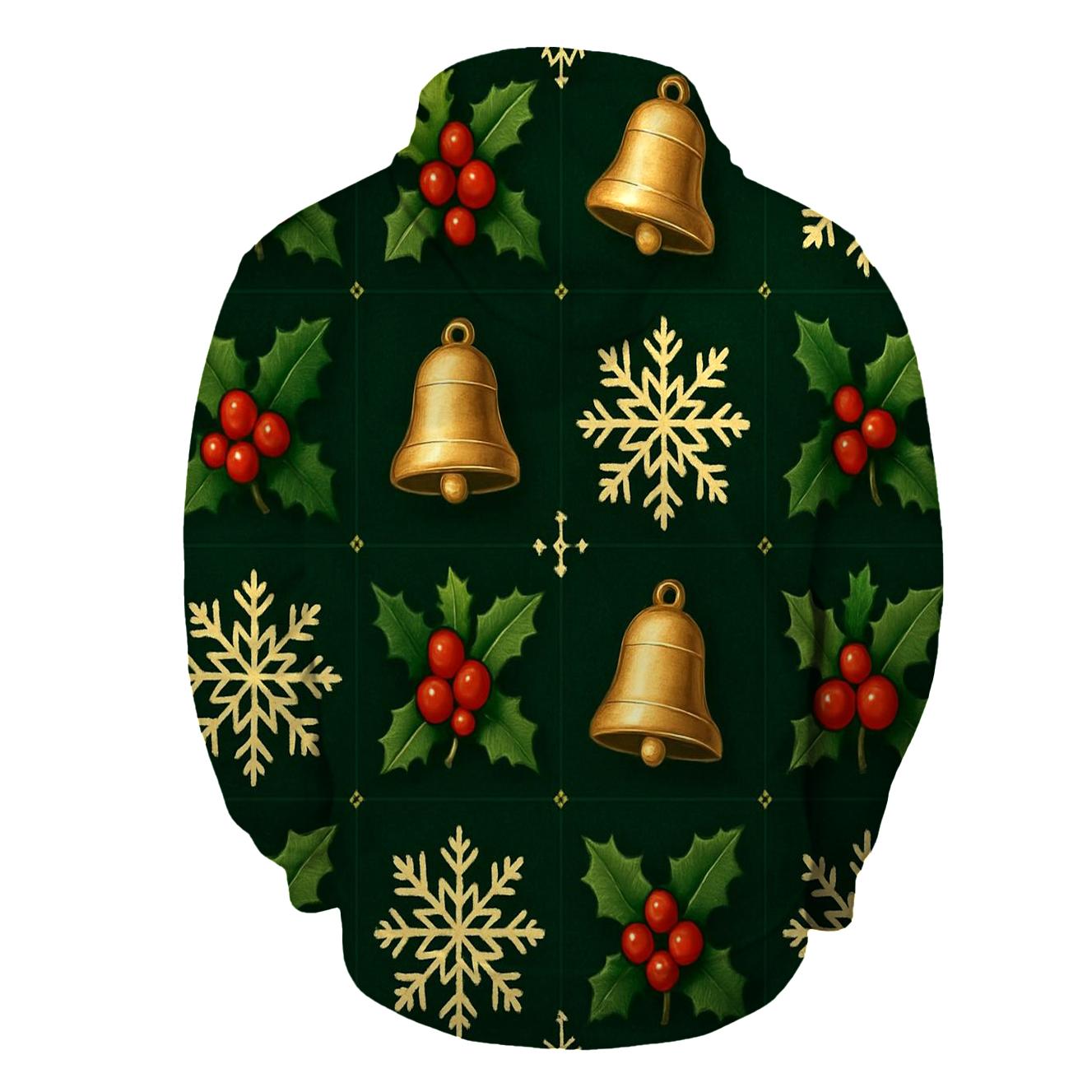 Crimson Holly Grid On Dark Evergreen Background hoodie trends