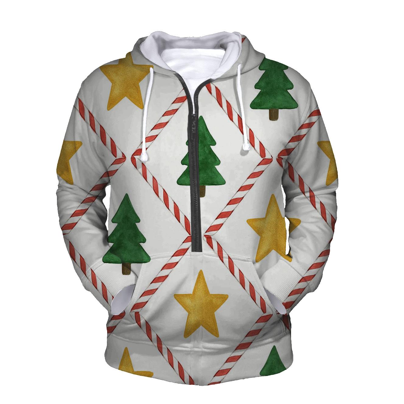 Golden Star Lattice On Snow White Background hoodies fashion