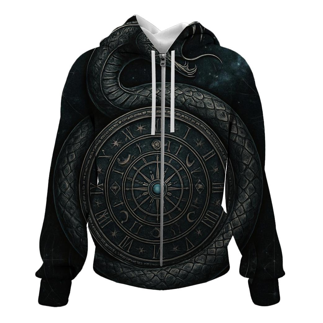 Ouroboros Of The Starforged Clock printed hoodies
