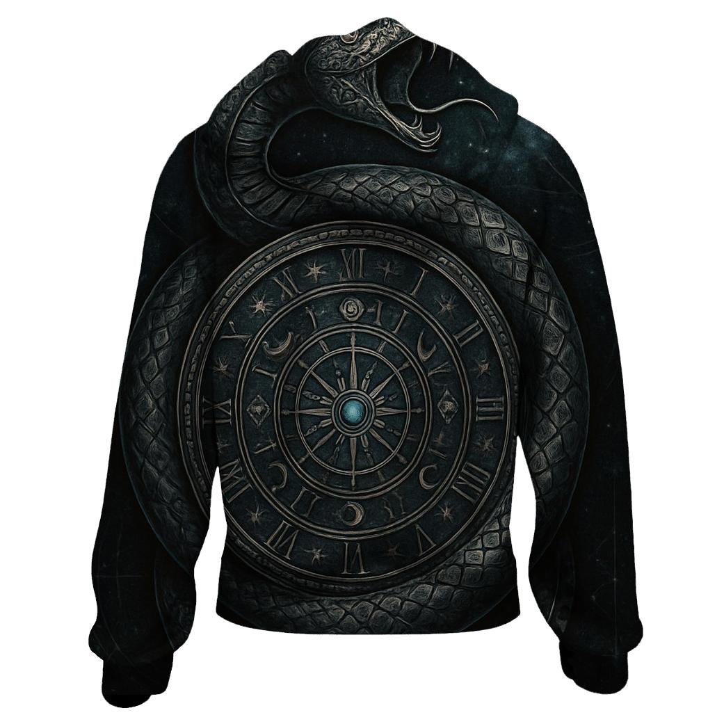 Ouroboros Of The Starforged Clock printed hoodies