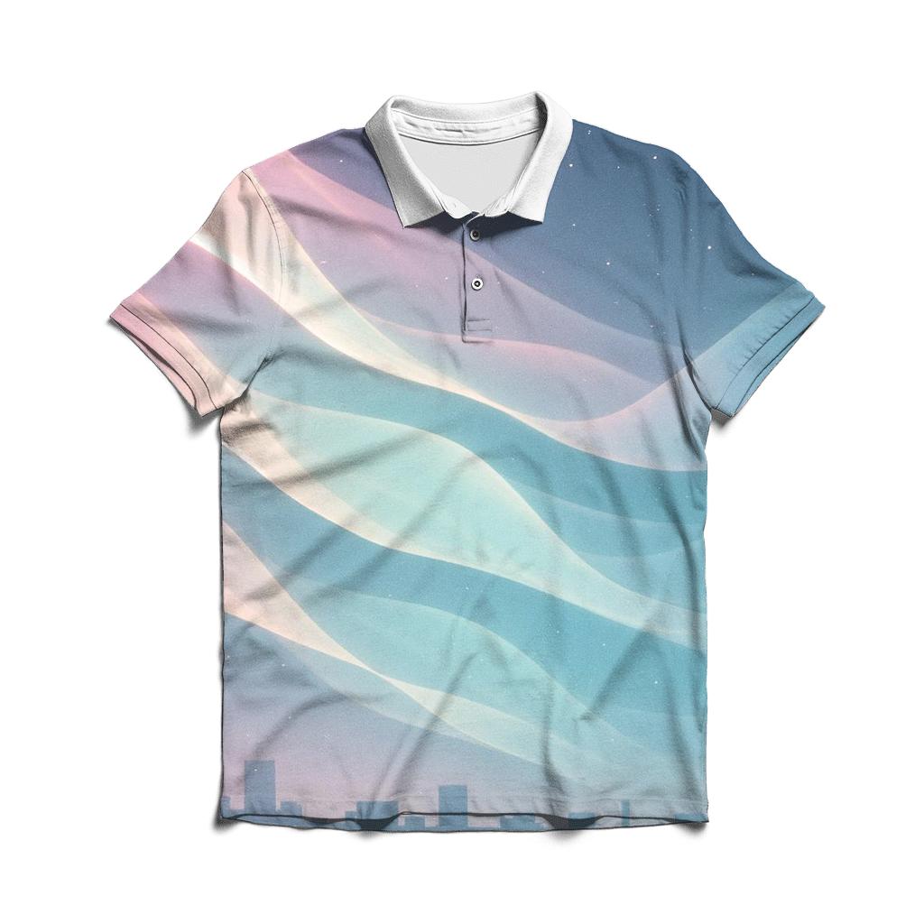 Aurora Ribbon Gradient premium cotton polo shirts