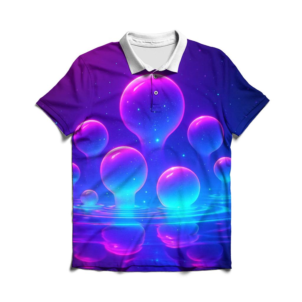 Neon Tidal Orbs branded logo polo shirts