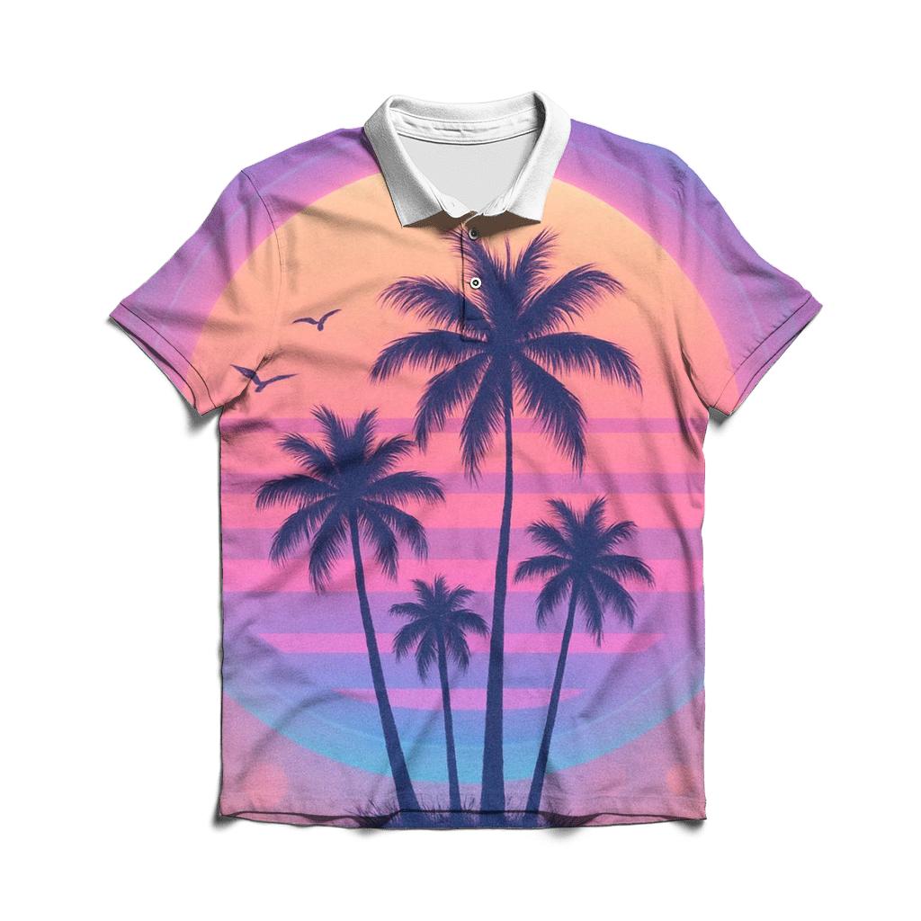 Neon Palm Reverie personalized polo shirts
