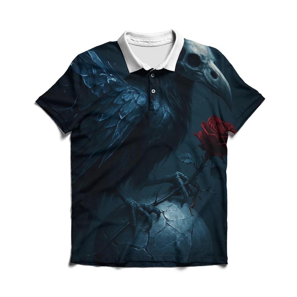 Raven Of Broken Moons embroidered polo tops