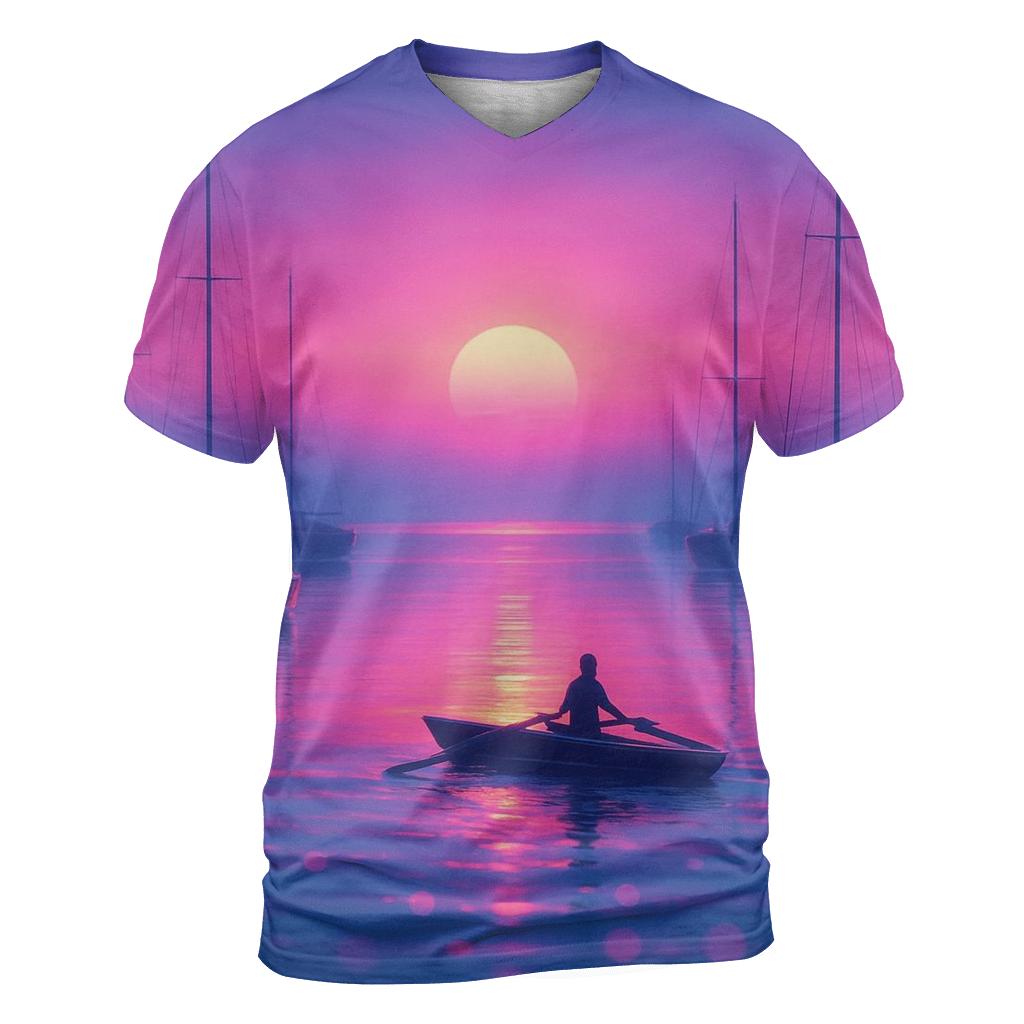 Twilight Harbor Reflection statement graphic shirts