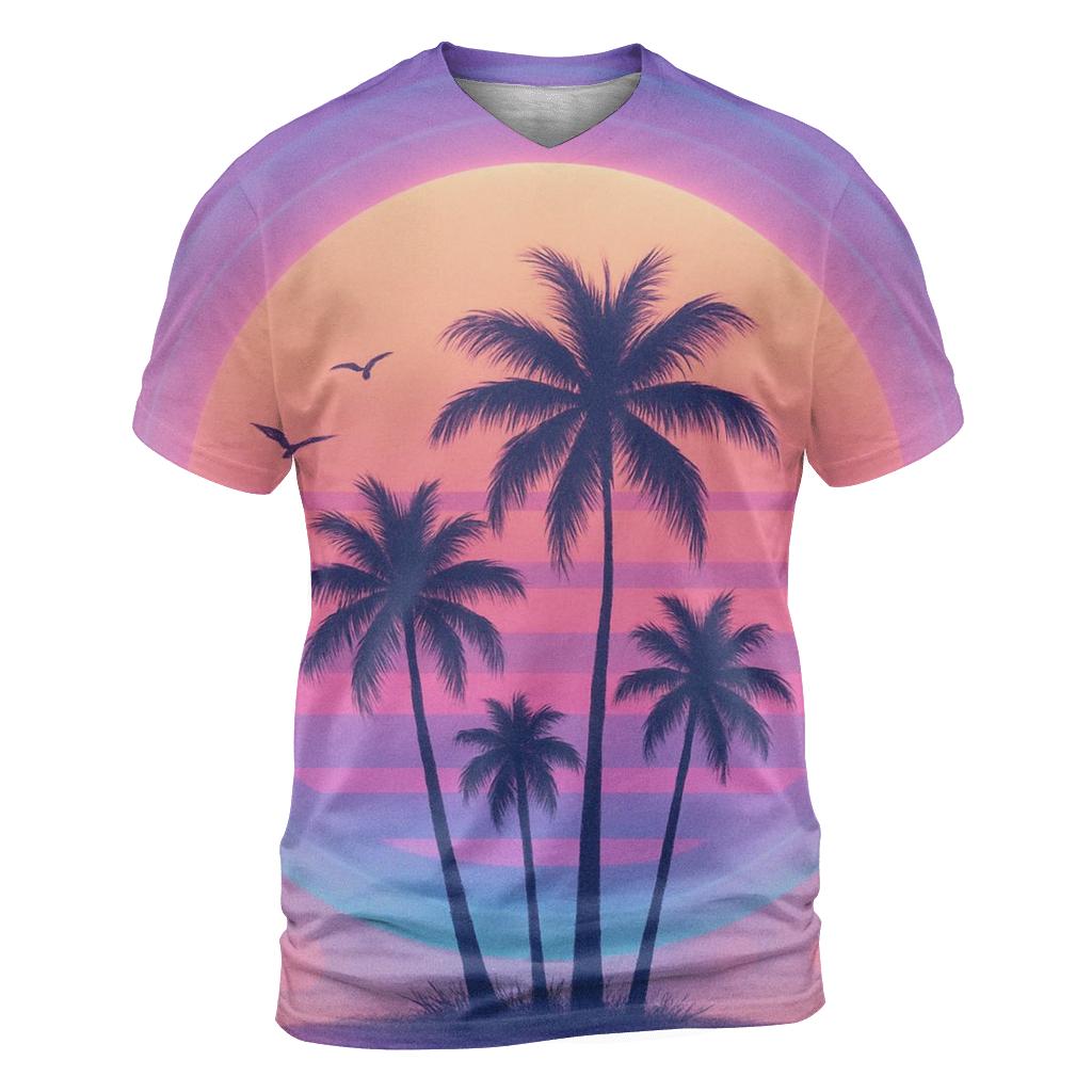 Neon Palm Reverie creative print fashion shirts