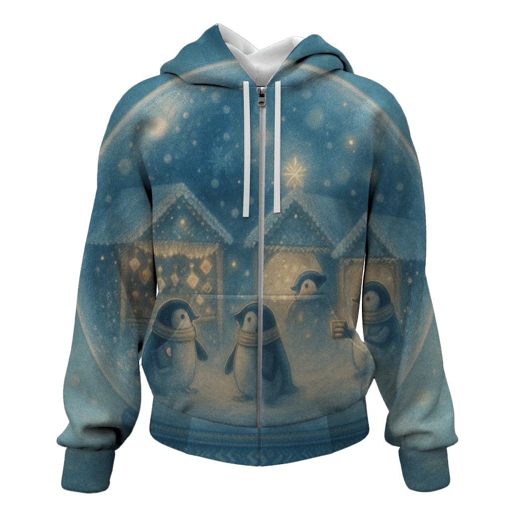 Snow Globe Night Market printed hoodies