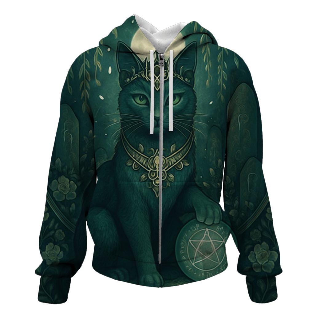 Mystic Garden Guardian Cat hoodies fashion