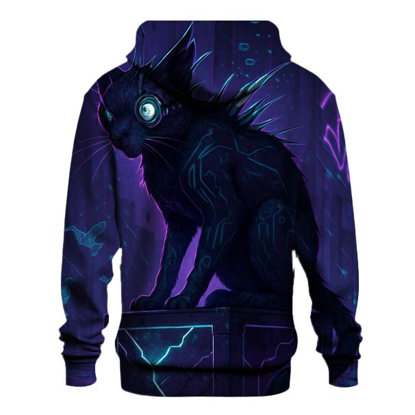 Cyberpunk Alley Rogue Cat graphic hoodies