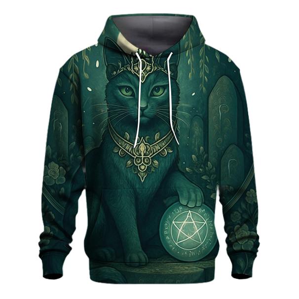 Mystic Garden Guardian Cat zip-up hoodies