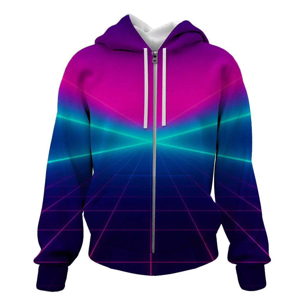 Neon Grid Horizon lightweight hoodies