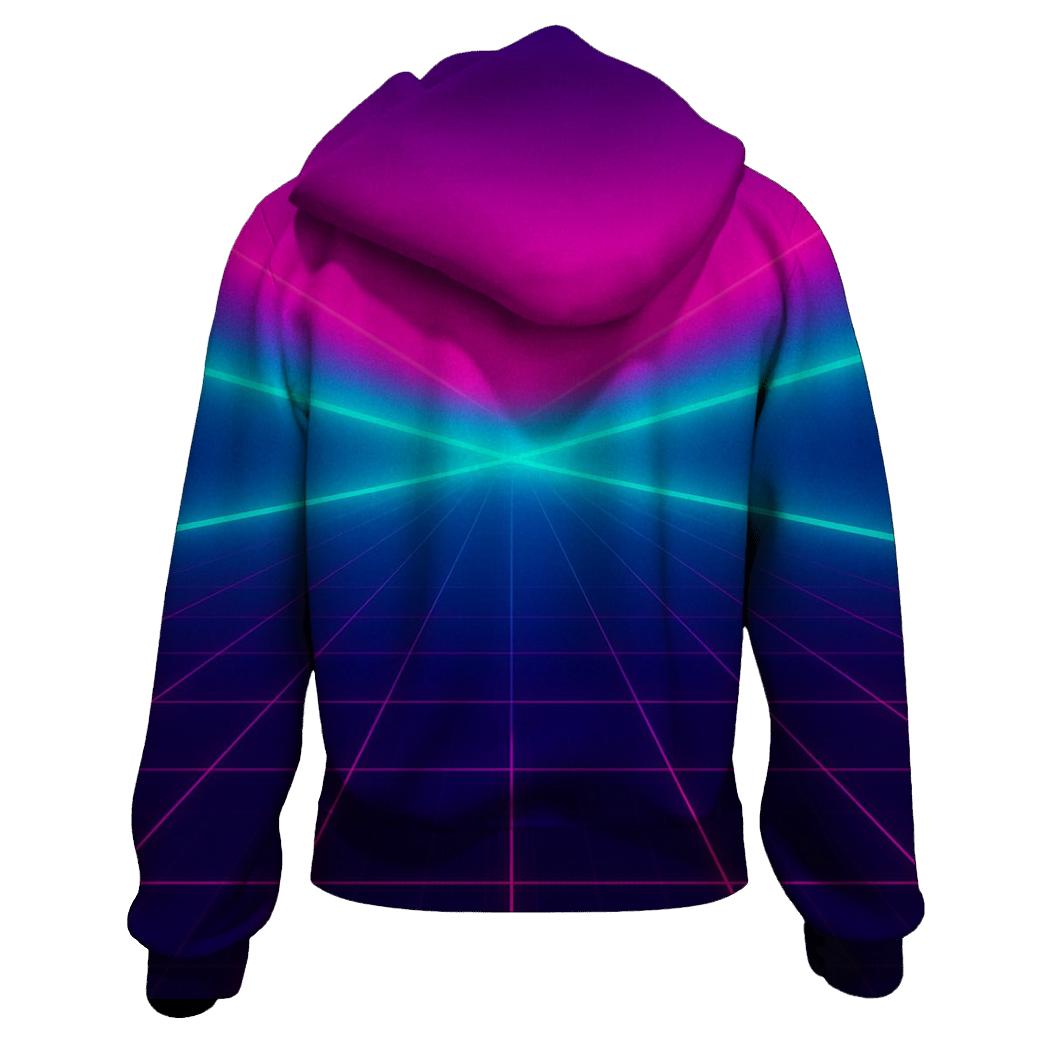 Neon Grid Horizon lightweight hoodies