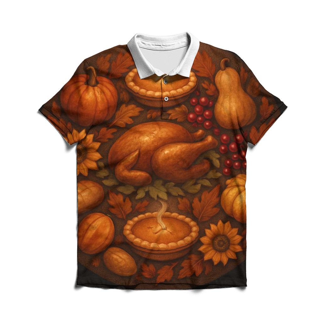 Feast Of Giving Mandala embroidered polo tops