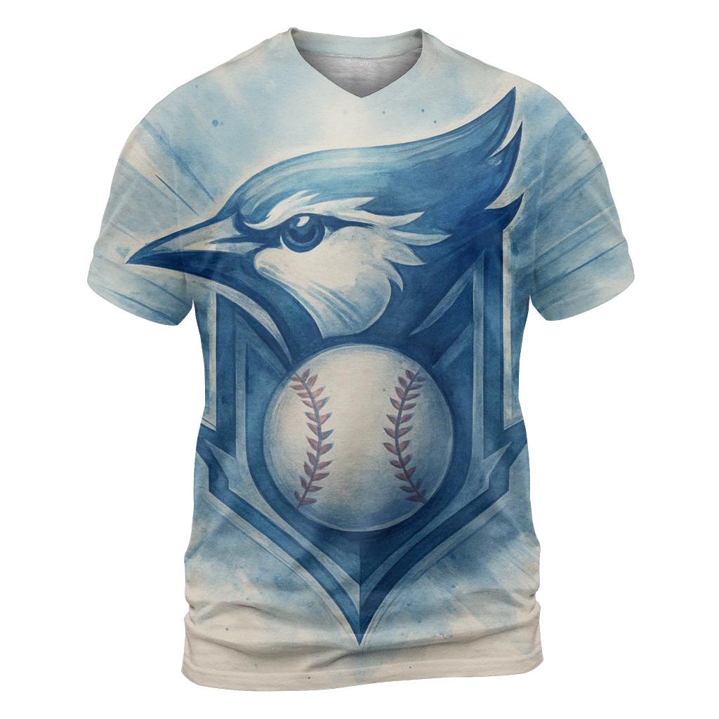 Blue Jays In Motion Crest creative print fashion shirts