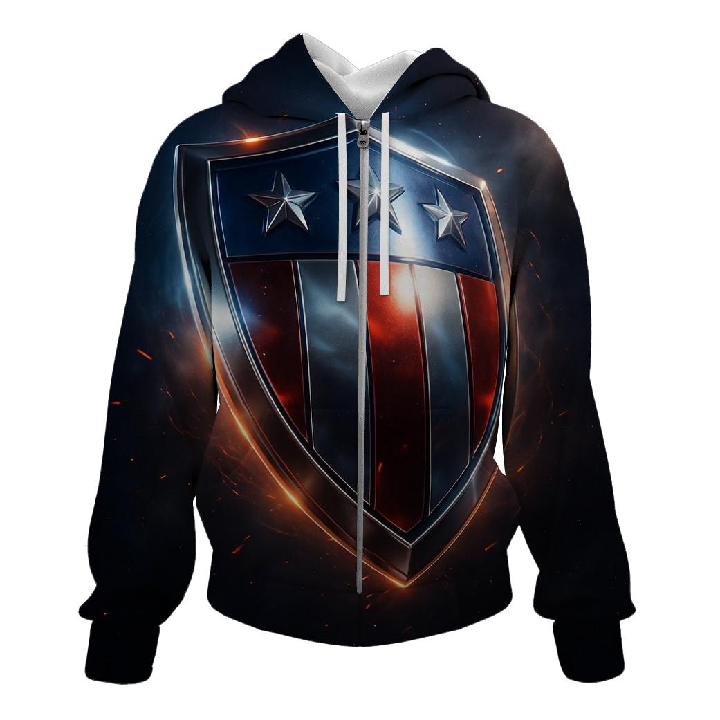 Cosmic Glory Shield embroidered hoodies