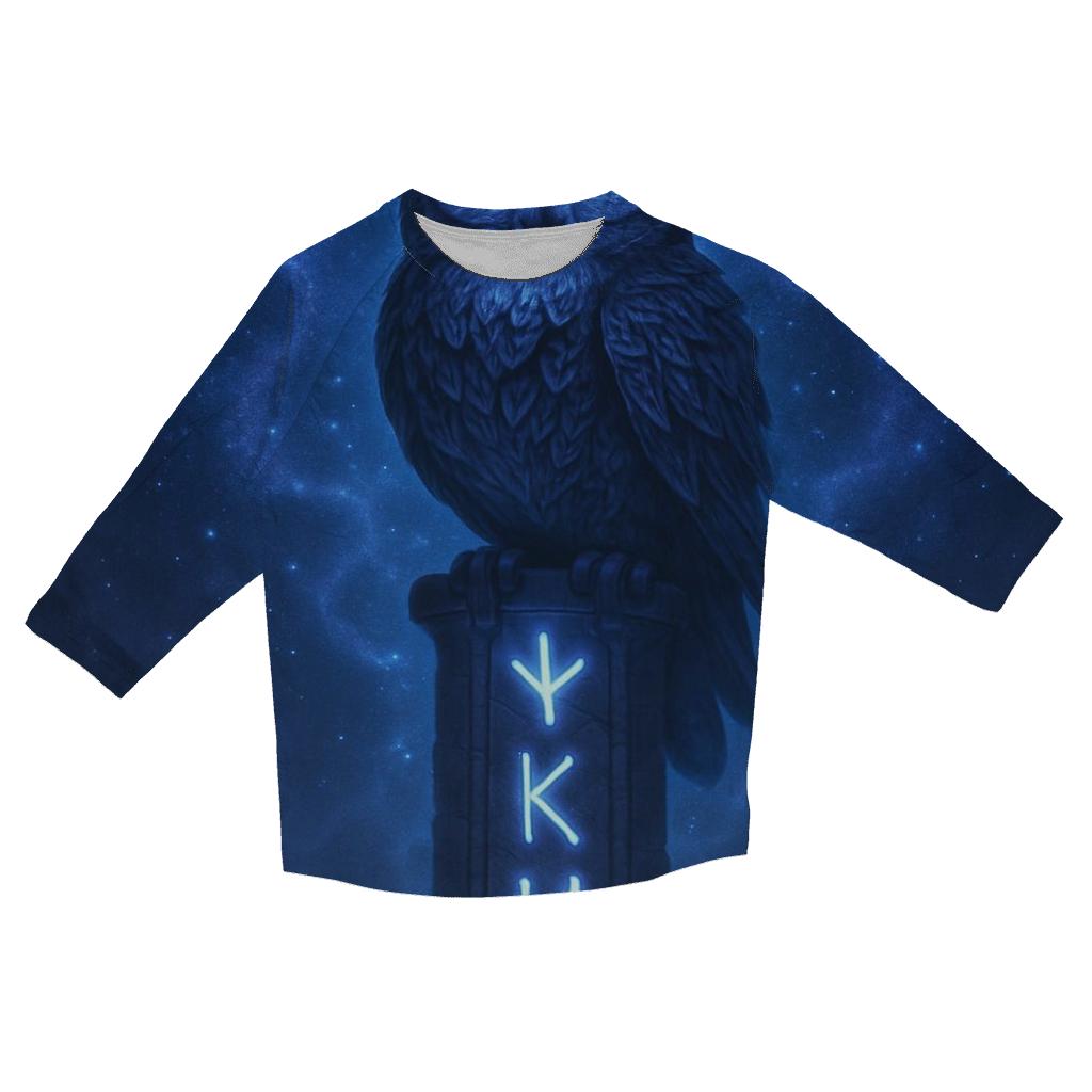 Starry Owl Shaman printed three quarter sleeve shirts