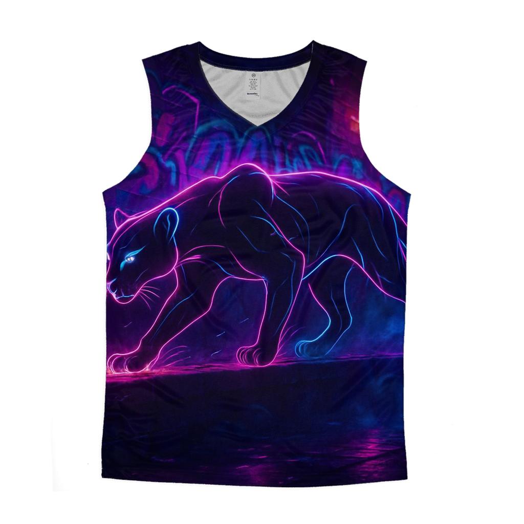 Neon Panther Glide graphic print tank tops