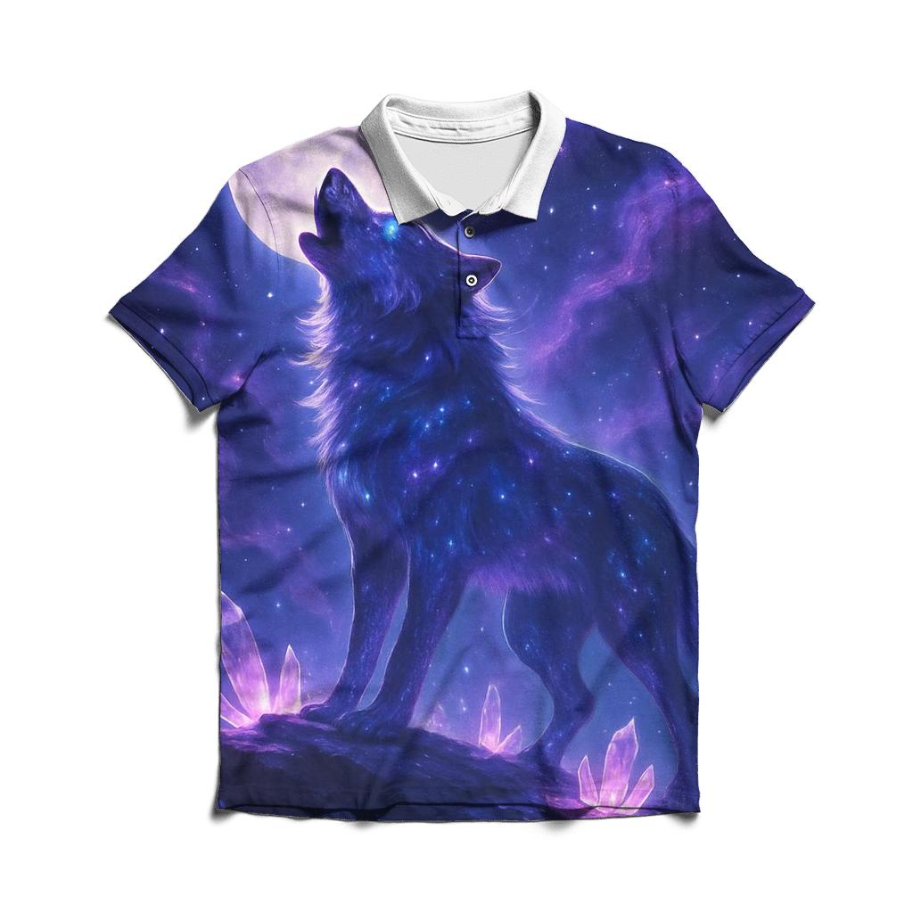 Celestial Wolf Howl personalized polo shirts