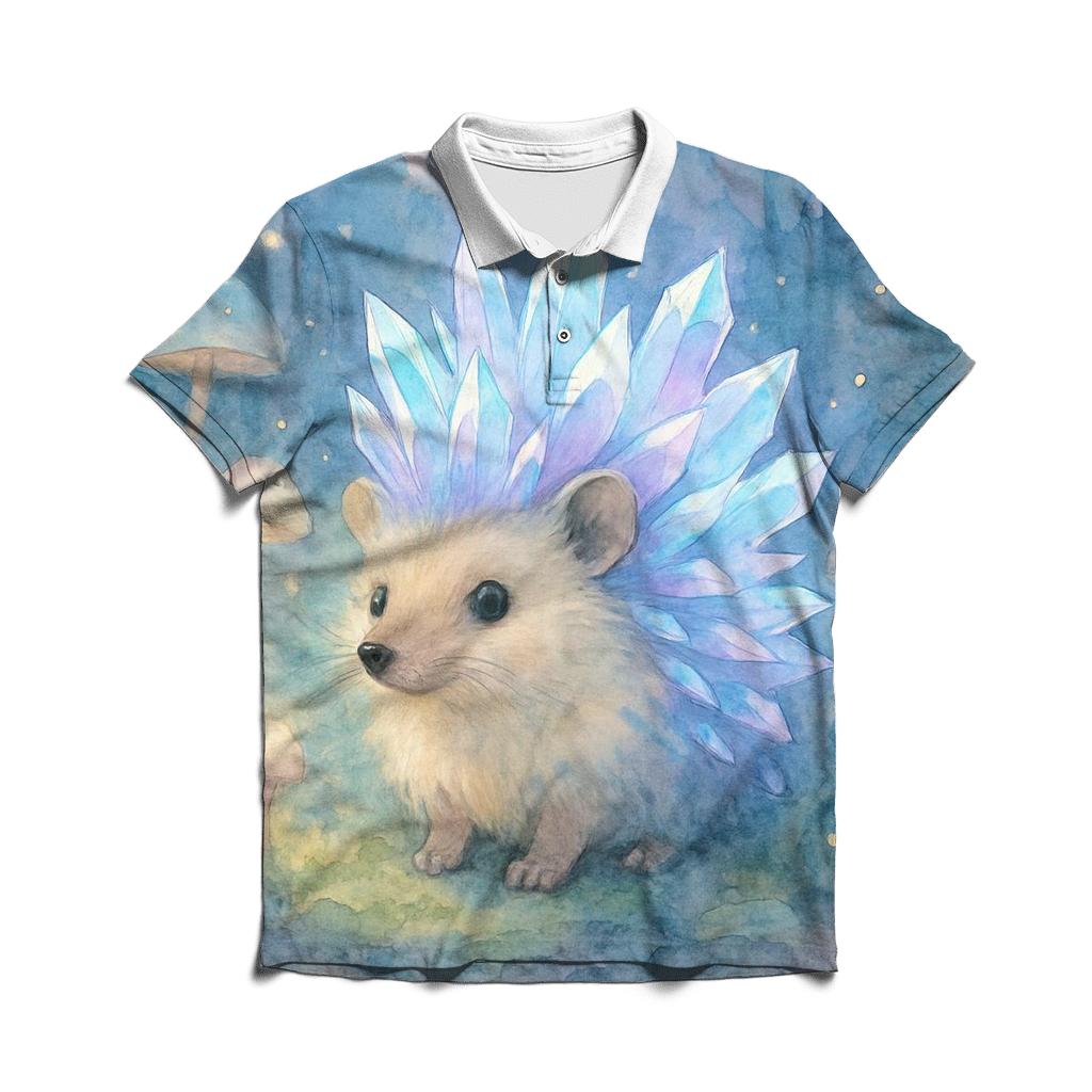 Glowing Crystal Hedgehog premium cotton polo shirts