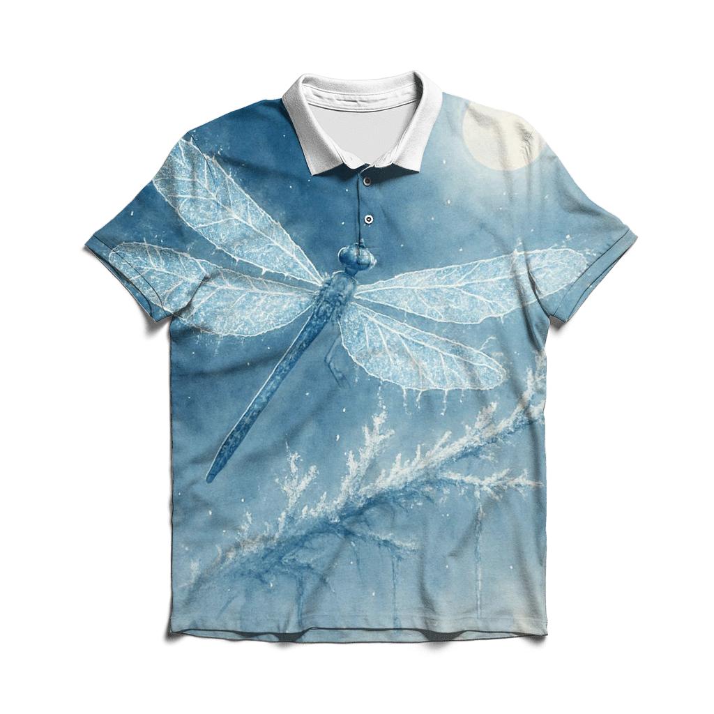 Frozen Crystal Dragonfly embroidered polo tops