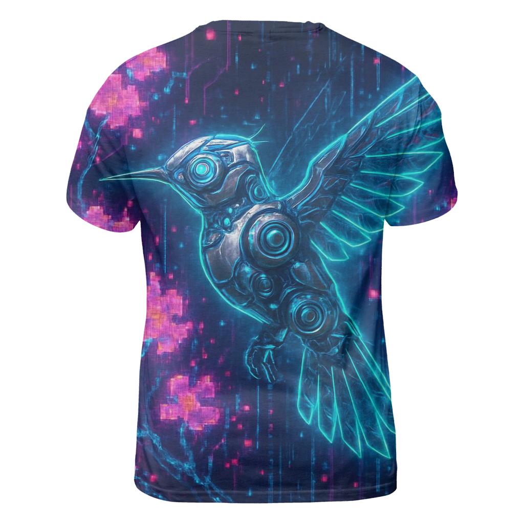 Cybernetic Hummingbird artistic all-over print tops