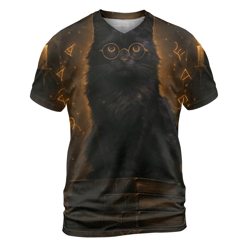 Arcane Librarian Cat artistic all-over print tops