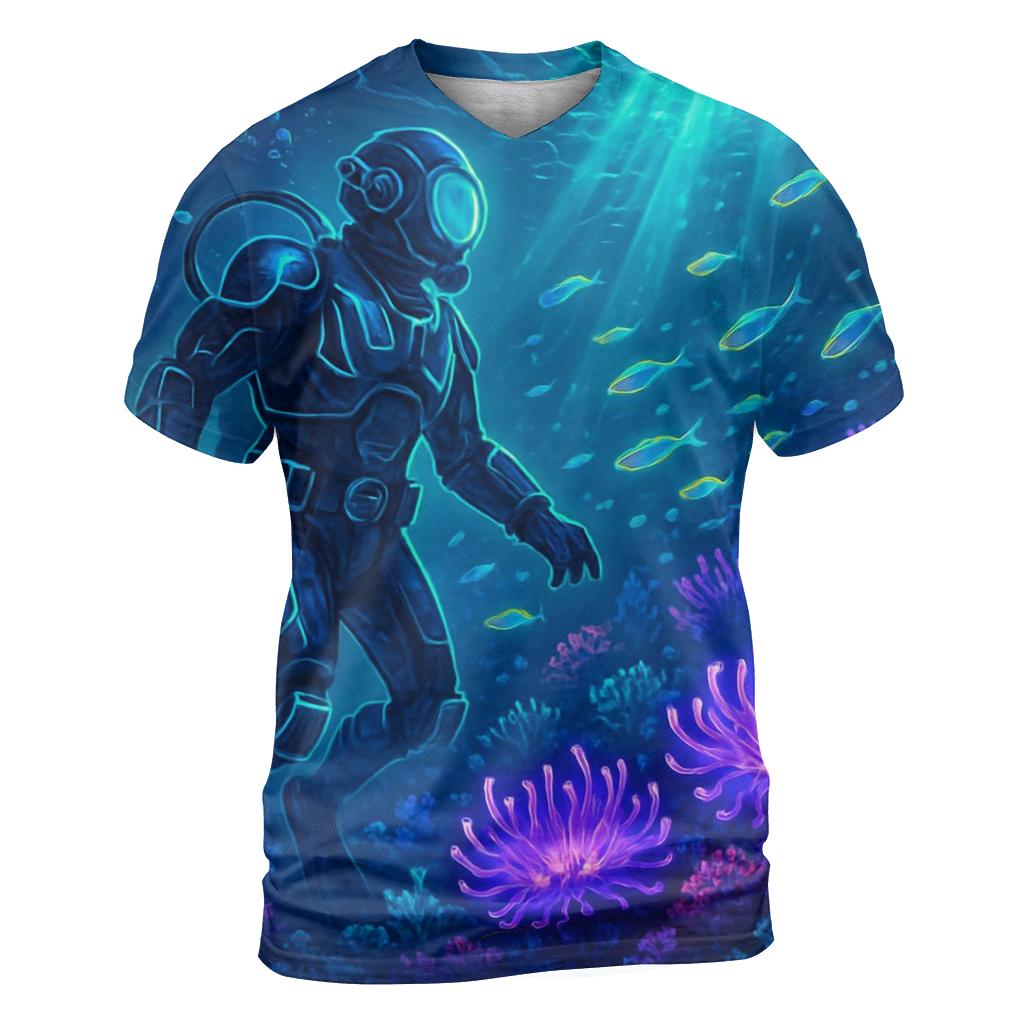 Electric Coral Reef Explorer artistic all-over print tops