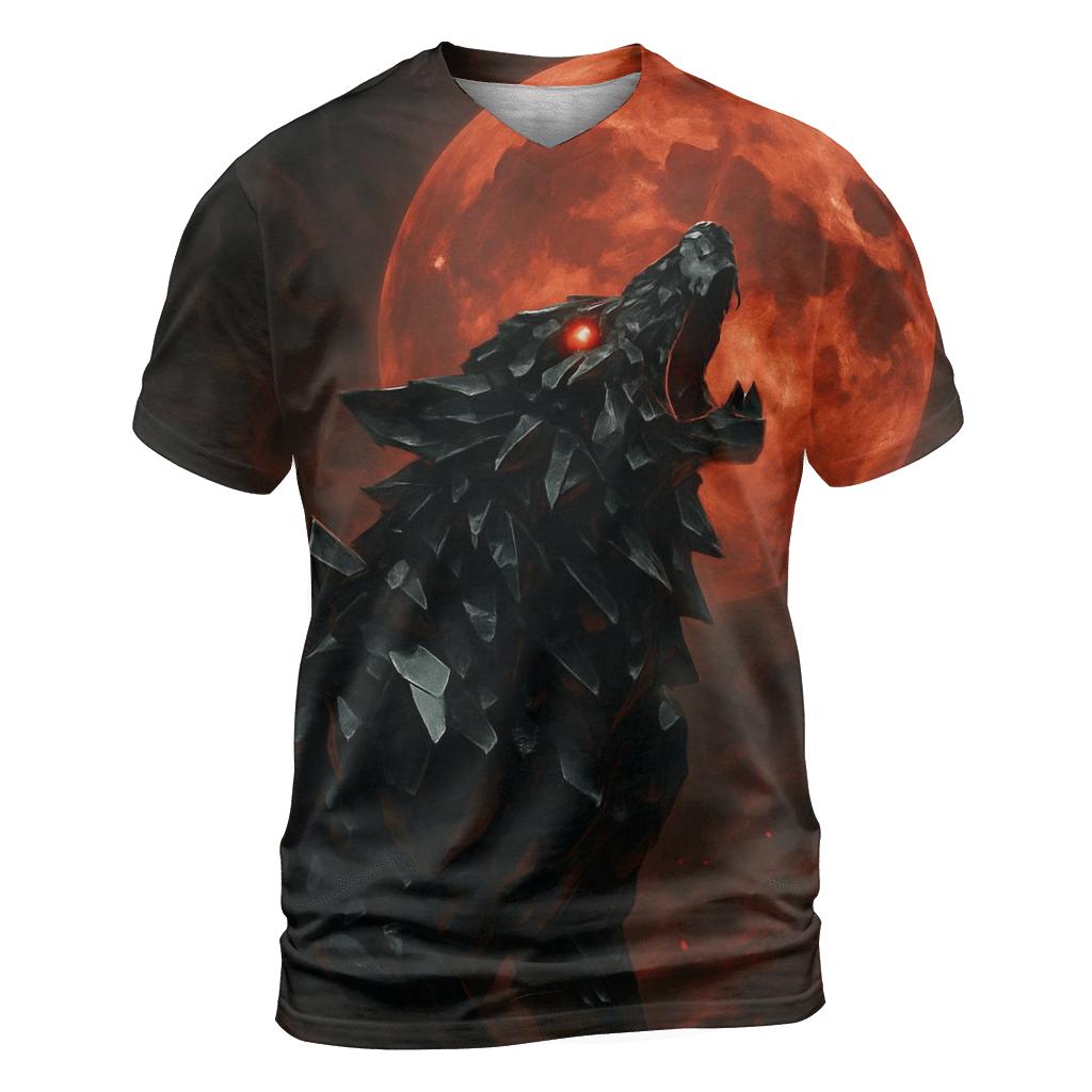 Obsidian Wolf Moon trendy printed shirt styles