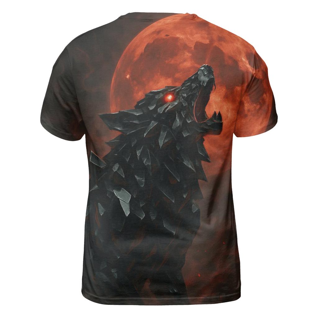Obsidian Wolf Moon trendy printed shirt styles