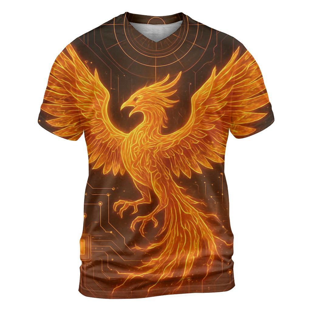 Solar Circuit Phoenix vibrant all-over design tees