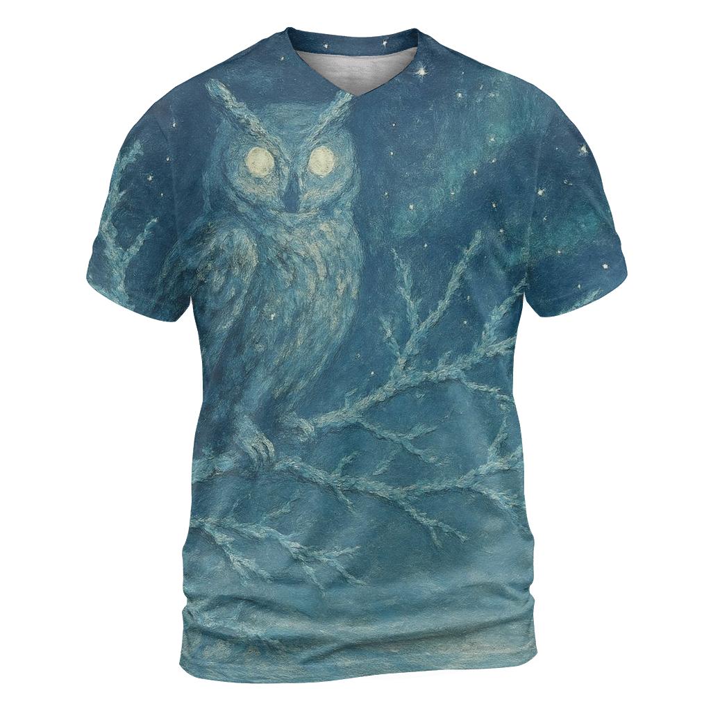 Frostbitten Owl Oracle artistic all-over print tops