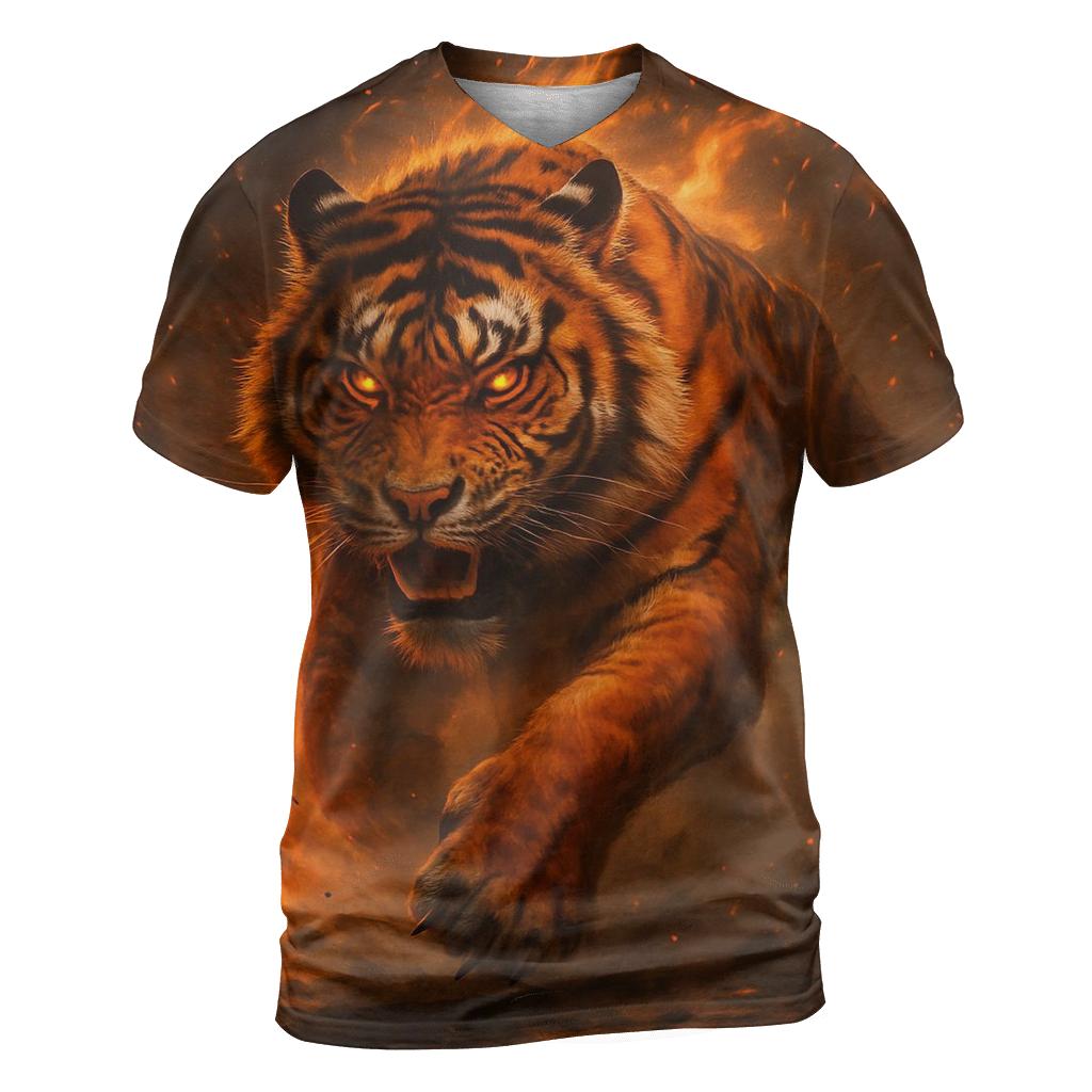 Inferno Tiger Charge creative print fashion shirts