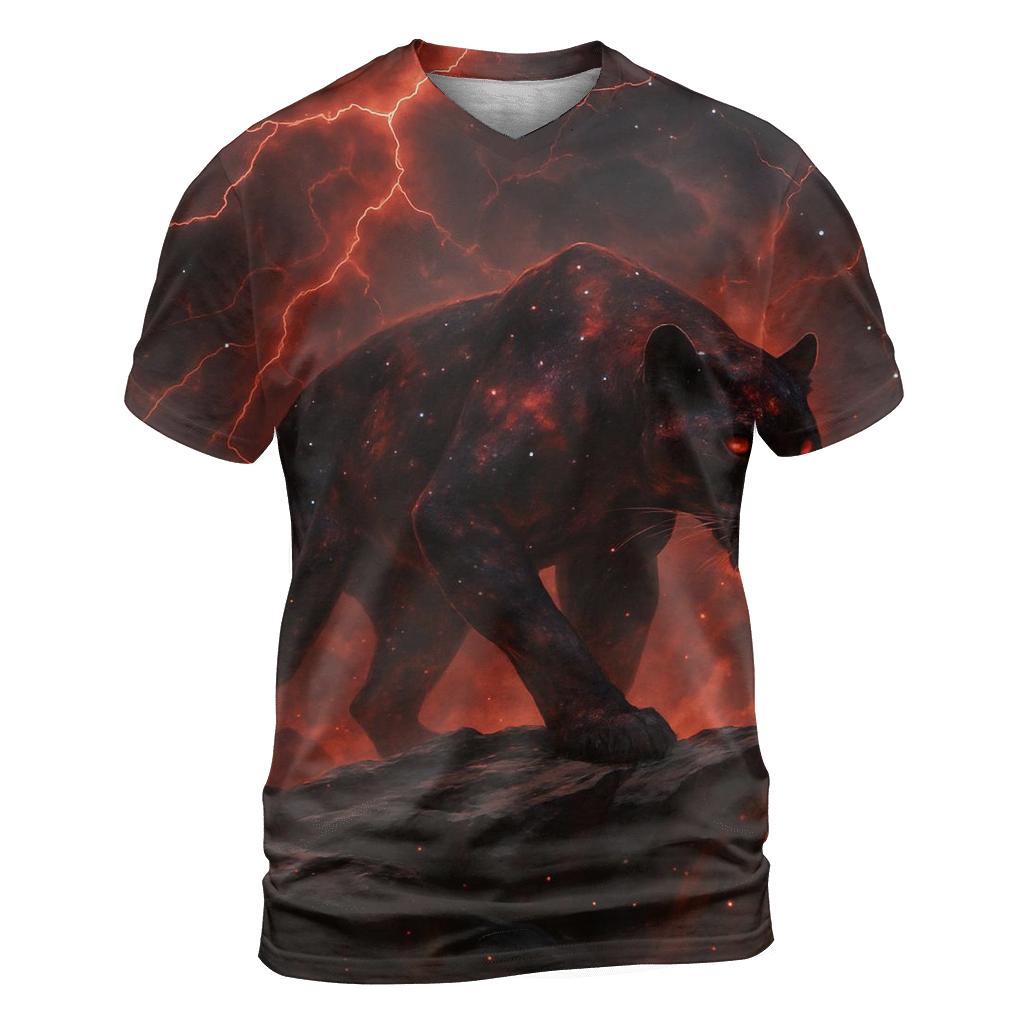 Crimson Nebula Panther creative print fashion shirts
