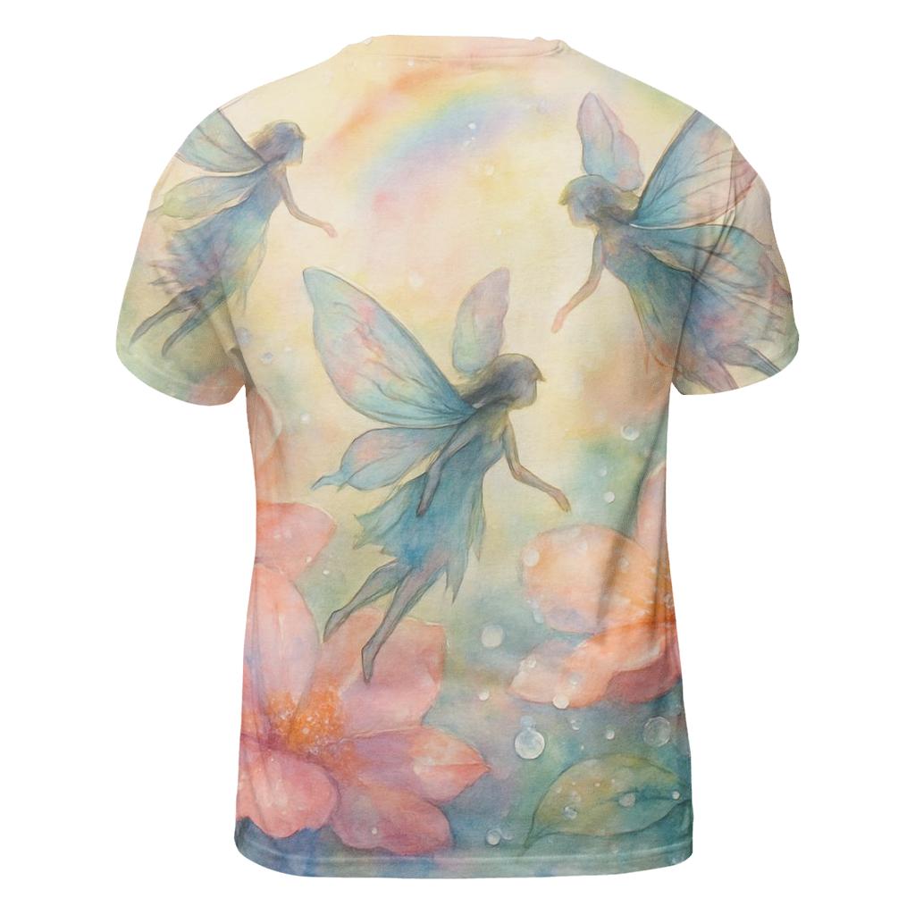 Iridescent Fairy Garden artistic all-over print tops