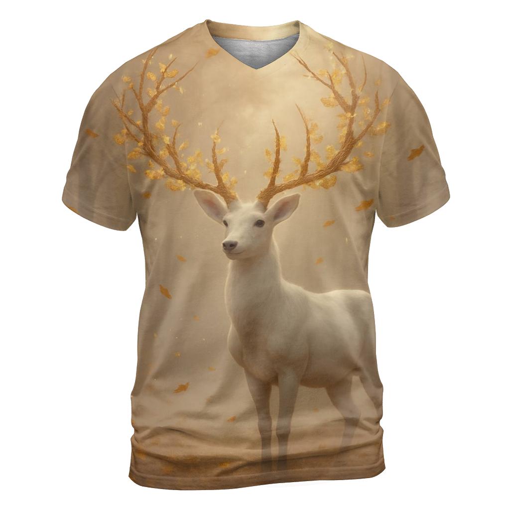 Majestic Ivory Stag artistic all-over print tops
