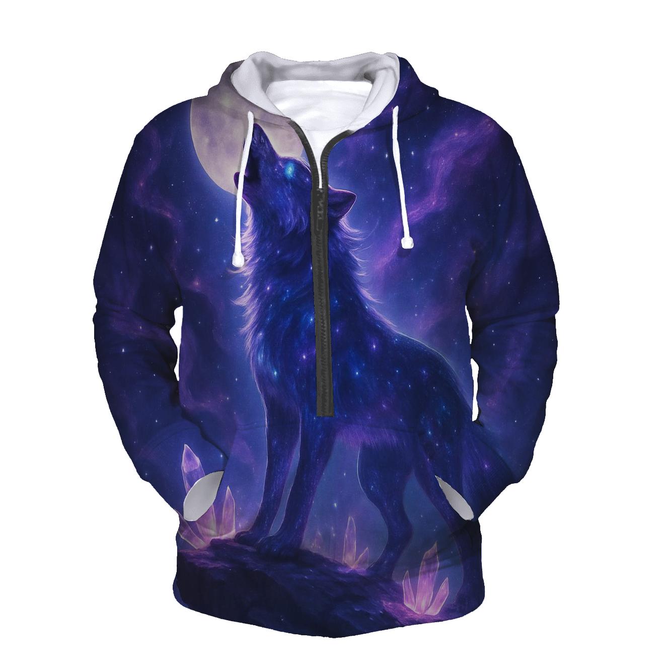 Celestial Wolf Howl graphic hoodies