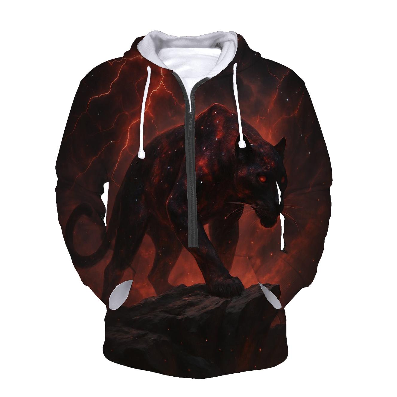 Crimson Nebula Panther graphic hoodies